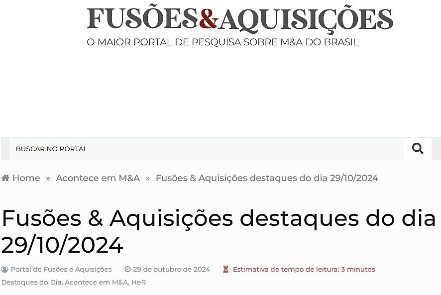 Fuses & Aquisies destaques do dia 29/10/2024